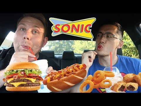 Sonic Drive-In Mukbang Q&A | Pretzel Hotdog | Sonic Burger | Better than McDonald's and Burger King?