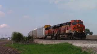 BNSF Autorack Train Rolls East Between Streator and Kernan on the Chillicothe Subdivision!!