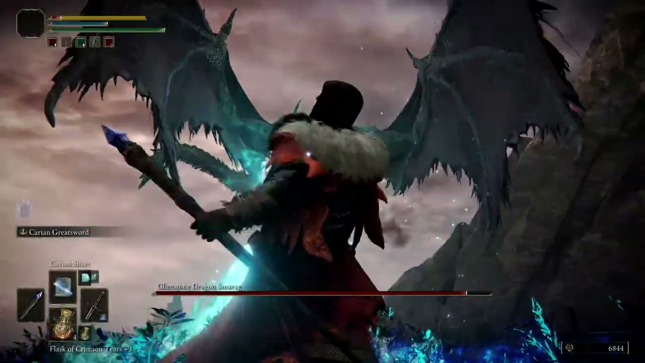 Spellblade Build vs Glintstone Dragon Smarag - Elden Ring Boss 034/165 (Full Fight)