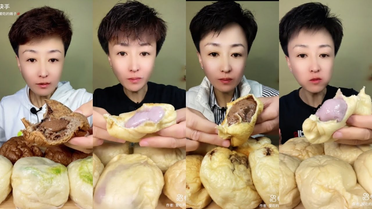 ［ASMR] - 爆浆冰面包🍞 LAVA CREAM BUN DESSERT MUKBANG - | FoodSlayy |