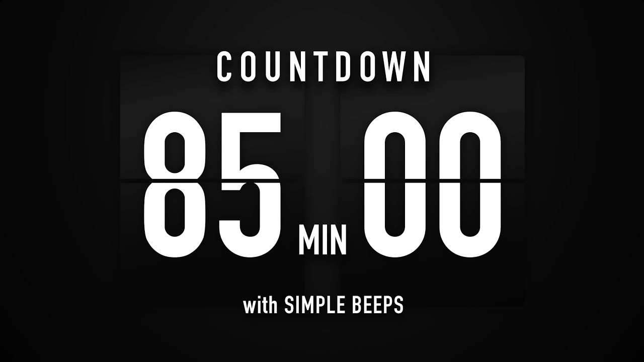 85 Minute Countdown Timer 🕙 Flip Clock with Simple Beeps 🔊🖤 - YouTube