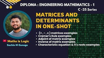 Unit 1 : Matrices & Determinants | Solutions for all types of examples 