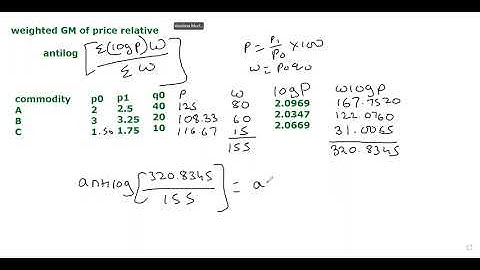 WEIGHTED AM & GM OF PRICE RELATIVE ,  CHAIN INDEX NUMBER .
