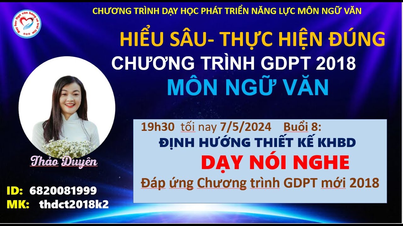 BUỔI 8 ĐỊNH HƯỚNG THIẾT KẾ KHBD  NÓI NGHE ĐÁP ỨNG CHƯƠNG TRÌNH GDPT 2018
