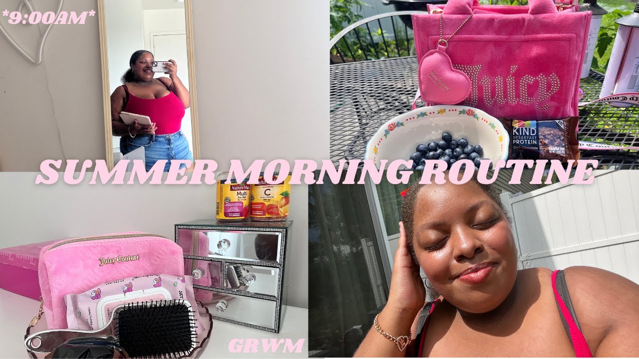 9 AM SUMMER MORNING ROUTINE  *realistic + chill* 🌞💗 my everyday makeup, reading, planning + more