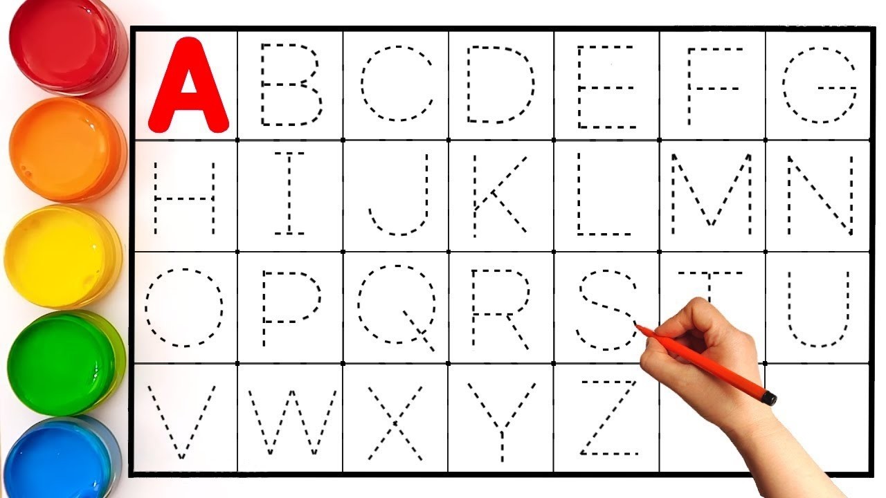 Alphabet, ABC song, ABCD, A to Z, Kids rhymes, collection for writing along dotted lines for toddler