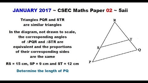 Paper2-CSEC-MATHS-249 ~ Similar Triangles & Proportionate Sides ~ January 2017 Number 5aii
