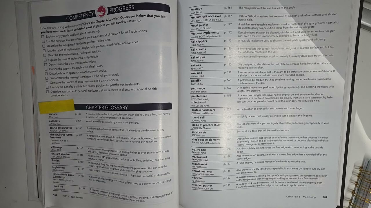 Milady NAILS Chapter 6 Pages 188-189 GLOSSARY 