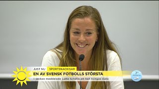 'Tack för allt, Lotta!' – här hyllas fotbollsdrottningen Lotta Schelin - Nyhetsmorgon (TV4)