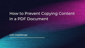 How to Prevent Copying Content in a PDF Document