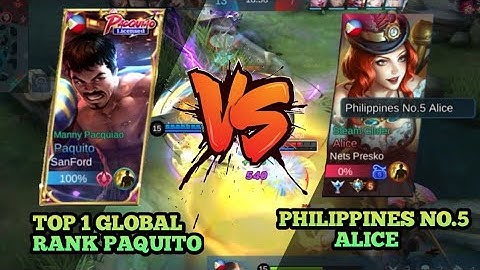 TOP 1 GLOBAL RANK PAQUITO VS PHILIPPINES NO.5 ALICE WHO WILL WIN? - BY SANFORD - MLBB GAMEPLAY