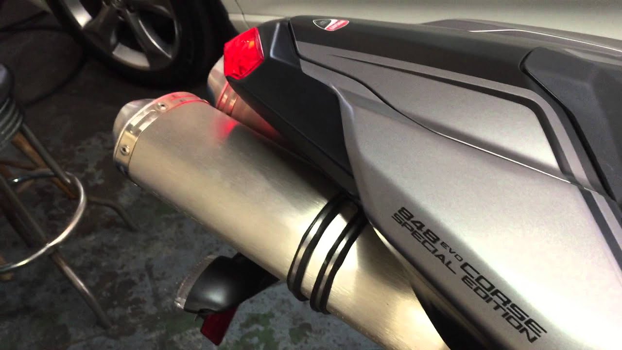 Ducati 848 Evo Factory exhaust vs Arrow YouTube