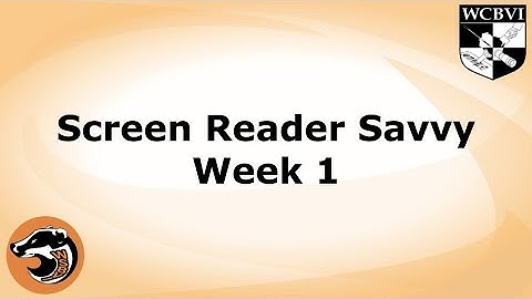Screen Reader Savvy Week One