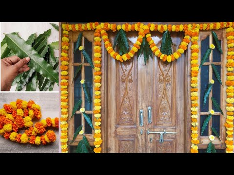 Easy Marigold Flowers Ashoka Leaves Front Door|Entrance|Gate ...