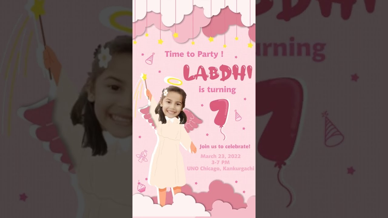 Birthday Invitation | Angel themed | 7th Birthday