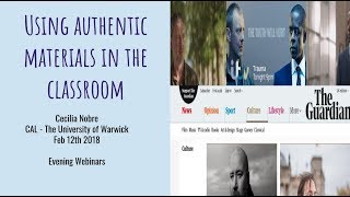 Evening Webinars - The University of Warwick - Using authentic materials in the classroom