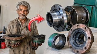 Useless Excavator Hub Restored Again with Extra Iron Piece ! Genius Mechanical Repair Work