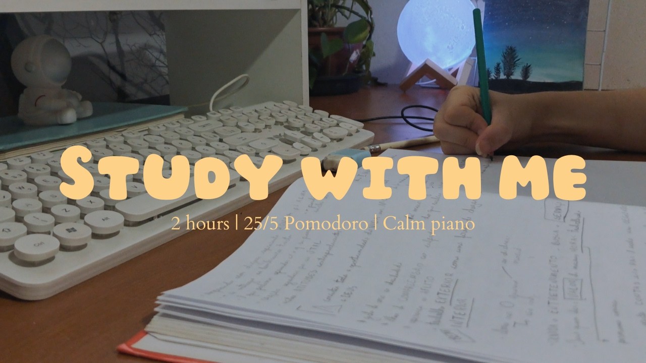 2 hours study with me | 25x5 pomodoro | calm piano playlist - YouTube