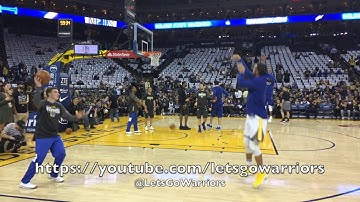 Steph Curry pregame routine, hits rim on the full-court heave 😱 before Warriors vs Brooklyn Nets