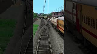 Two train close call accident at curve tracks Train Simulator #train #shorts