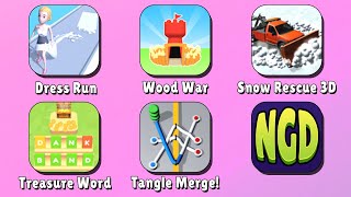 Dress Run, Wood War‬, Snow Rescue 3D‬, Treasure Word, Tangle Merge! | New Games Daily screenshot 3
