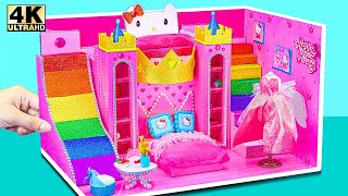 How To Make Cute Hello Kitty House has 2 Floors Bunk Bed, Kitchen,Living Room ❤️ DIY Miniature House