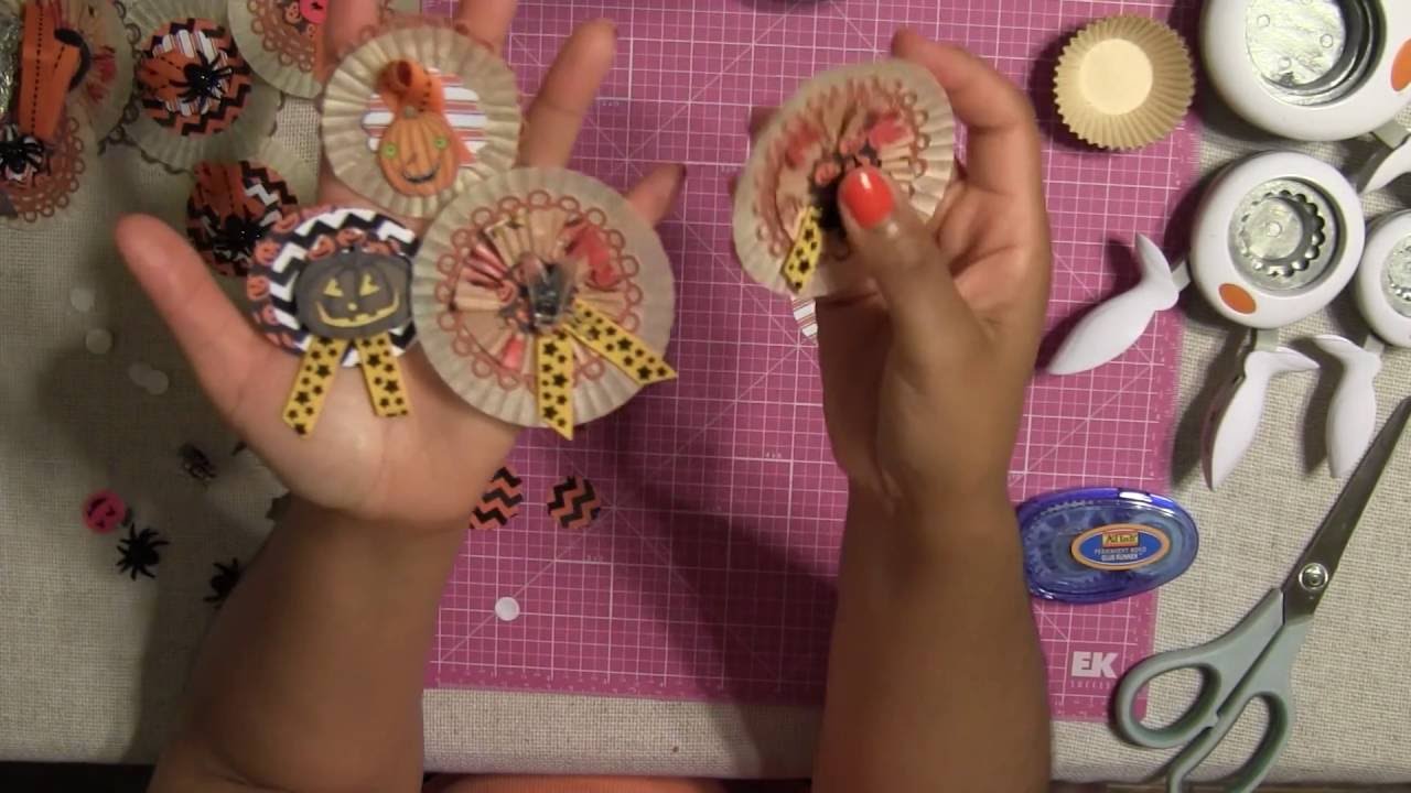 1. Let's Make Halloween Embellishments Rosette from Cupcake Liners