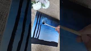 Tutorial Lukisan Pemandangan Malam Mudah untuk Pemula | Painting for Beginner