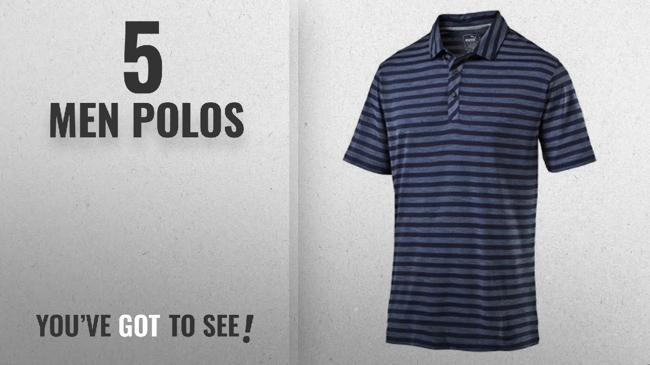 Puma Polos [ Winter 2018 ]: Puma Golf- Essential Mixed Stripe Cresting Polo