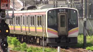 E129系0番台B17編成普通新潟行きがJR新津駅4番線に入線するシーン 2026.5.16