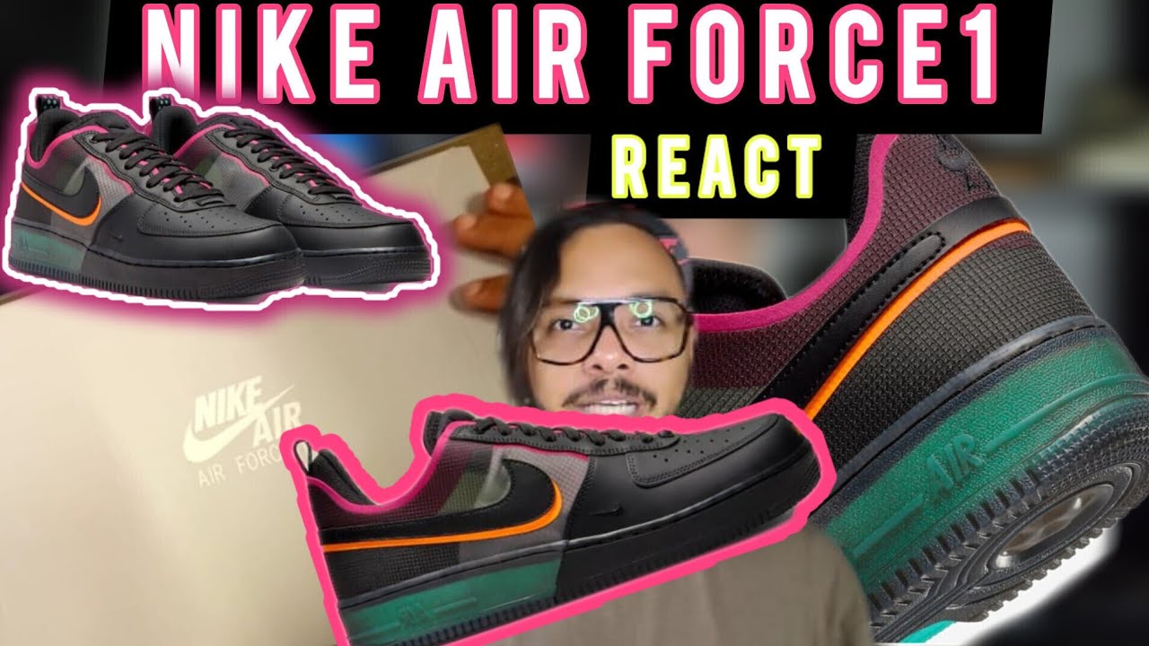 Air Force 1 React Black Pink Team Orange On Foot Sneaker Review  QuickSchopes 313 Schopes DH7615 001 