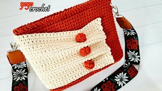 كروشية شنطة موديل جديد !! مميزة وسهلة للمبتدئين  - Crochet bag step by step#يويو_كروشية