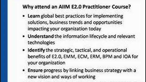 AIIM Enterprise 2.0 (E2.0) Education and Training