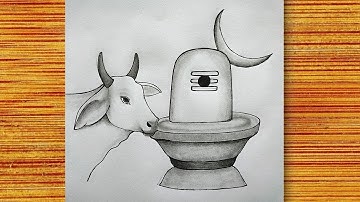 How to Draw Mahadev Shivling Pencil drawing with Nandi Cow | Easy drawing | Mahadev drawing