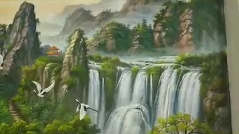 Vẽ tranh tường phong cảnh núi non, thác nước tại Hà Đông, Hà Nội – Vẽ tranh nghệ thuật cực đẹp LH Za