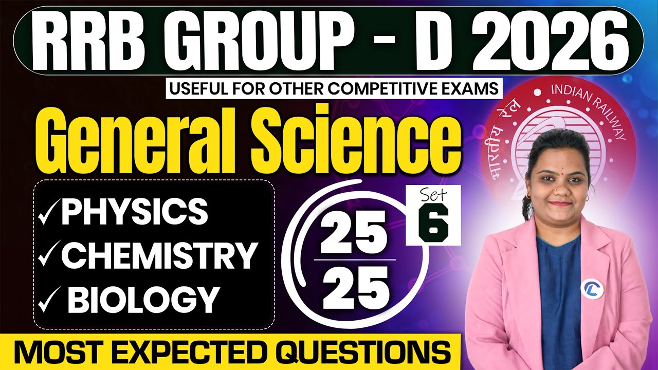 RRB Group D 2026 General Science Mock Paper Set - 6 Physics Chemistry Biology | Latest Pattern MCQs