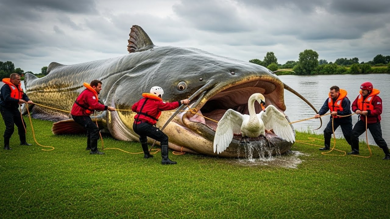 Heroic Rescue Team Saves Mother Swan from the Giant Catfish’s Deadly Jaws | Animal Rescue