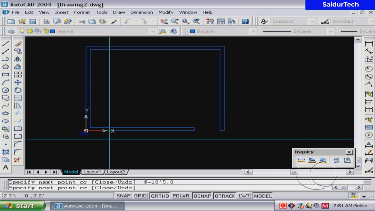 How to draw RELATIVE RECTANGLE in AutoCAD YouTube