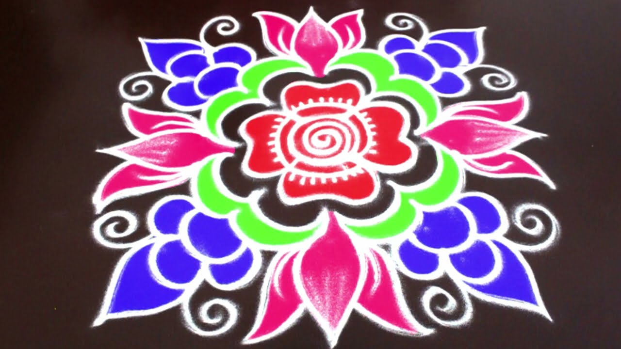 Diwali frehand rangoli design | దీపావళి దీపం ...