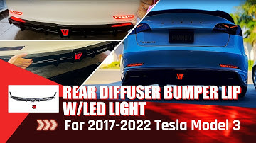 2017-2022 Tesla Model 3 Rear Diffuser Bumper Lip W/LED Light Installation Video | AMERICAN MODIFIED