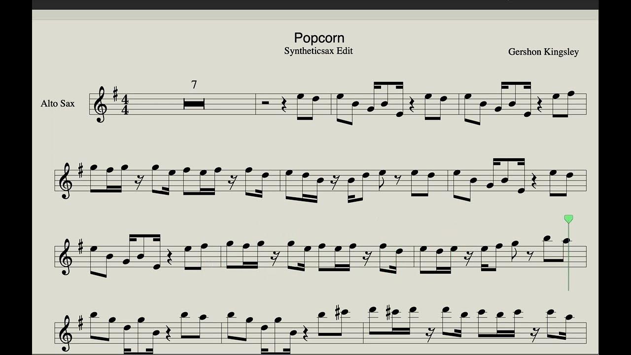 Syntheticsax Popcorn (Saxophone Alto Sheet Music) Club Remix for Sax