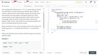 LeetCode #299 Bulls and Cows - Solution in C++ screenshot 5