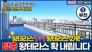 [부천신축아파트] 왕테라스 원플러스원 탑층 왕테라스 가격 확 내립니다! 실입주금 4천만원으로 부천역 역세권 테라스아파트 갖기 (No.1800) [부천미분양아파트]