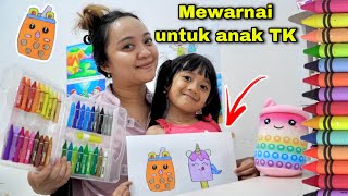 SAMANTHA MEWARNAI BONEKA BOBA BT21 DAN ICE CREAM UNICORN , MENGGAMBA KRAYON ANAK JOYKO FABERCASTELL