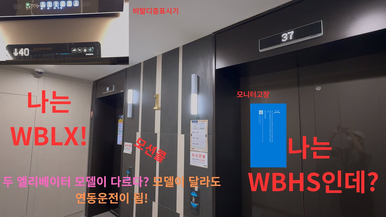 [왼쪽은 WBLX1, 오른쪽은 WBHS1 / 연동운전 오류?] 시티오씨엘 4단지 현대엘리베이터 탑사기