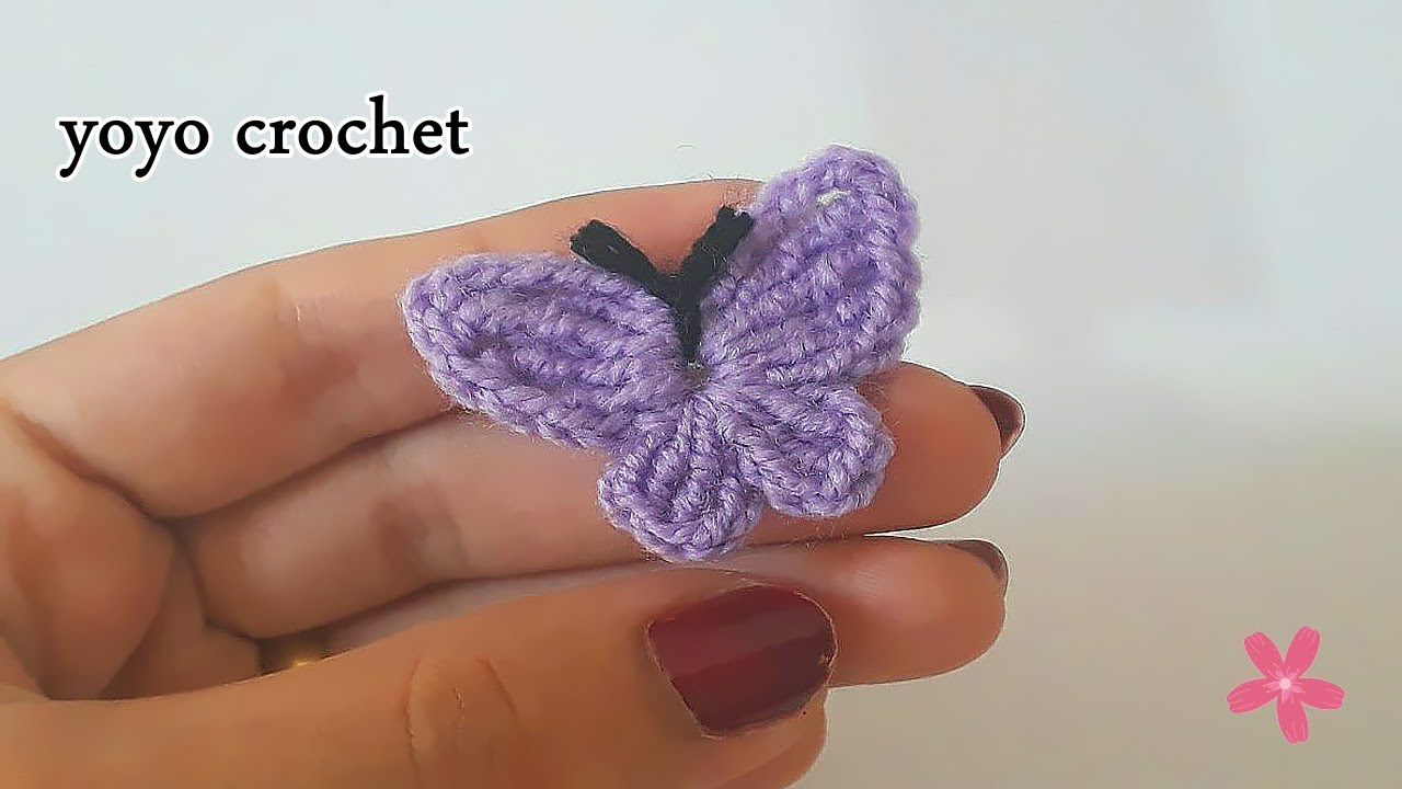 فراشة كروشية بسيطة للتزيين #يويو كروشية#