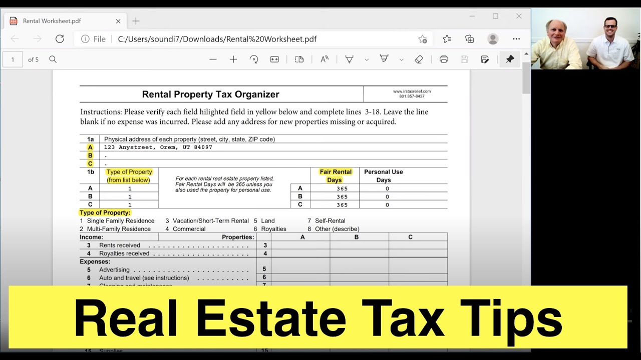 Real Estate Tax Worksheet - YouTube