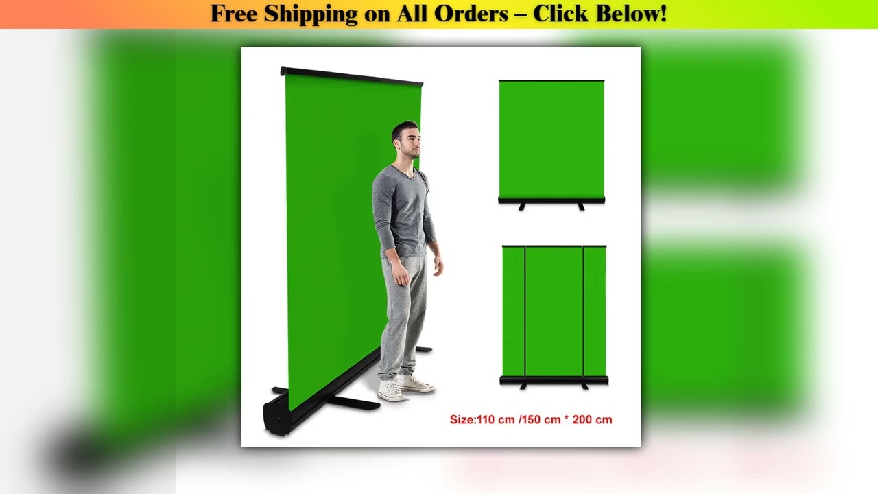 PYNSSEU 150cm*200cm Background Collapsible Green Screen Chromakey Backdrop Pull-up Stand For