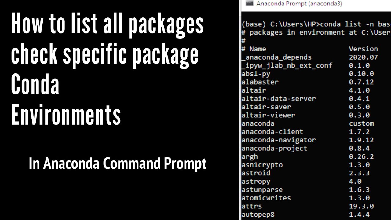 How to list packages in Conda Environment - YouTube