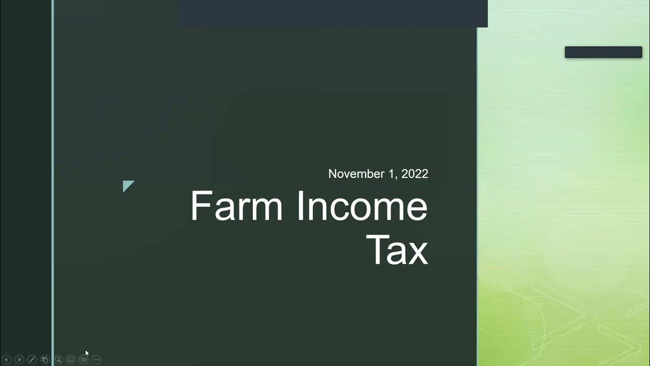 Farm Taxes Explained webinar recording YouTube